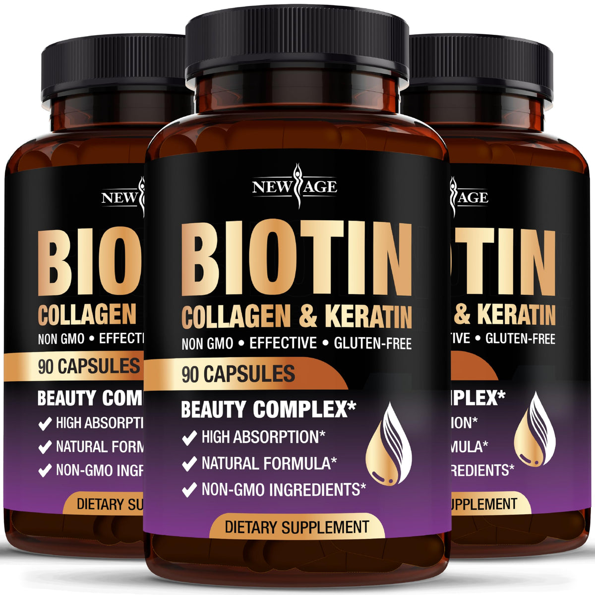 NEW AGE Compléments Alimentaires Biotine Collagène 50 000 mcg vue de face