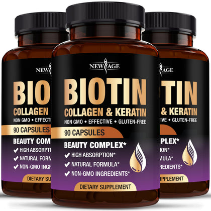 NEW AGE Compléments Alimentaires Biotine Collagène 50 000 mcg vue de face