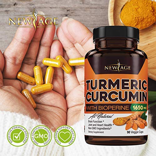 NEW AGE Curcuma Curcumin avec Bioperine sur une table