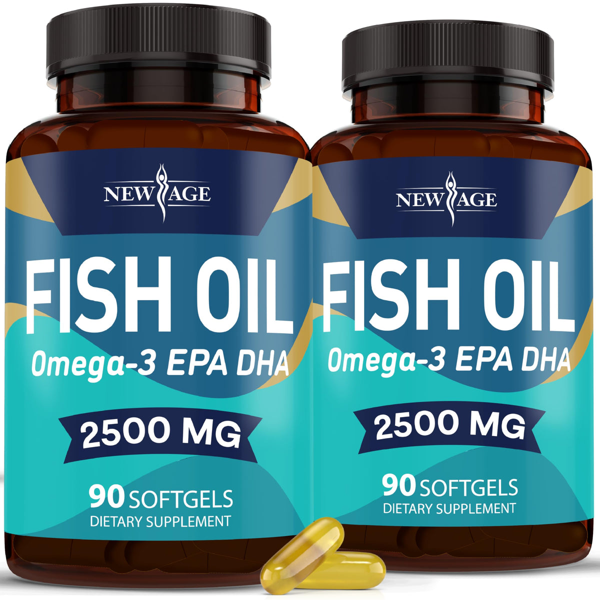 NEW AGE Huile de Poisson Omega 3 2500mg gélules avant