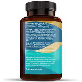 NEW AGE Huile de Poisson Omega 3 gélules sur une table en bois