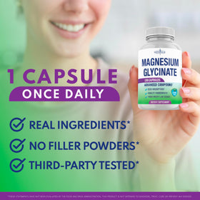 NEW AGE Magnésium Glycinate 500mg gélules avec étiquette visible