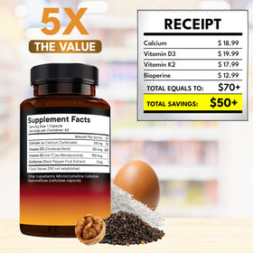 NEW AGE Vitamine D3 5 000 UI + K2 MK-7 avec un verre d'eau