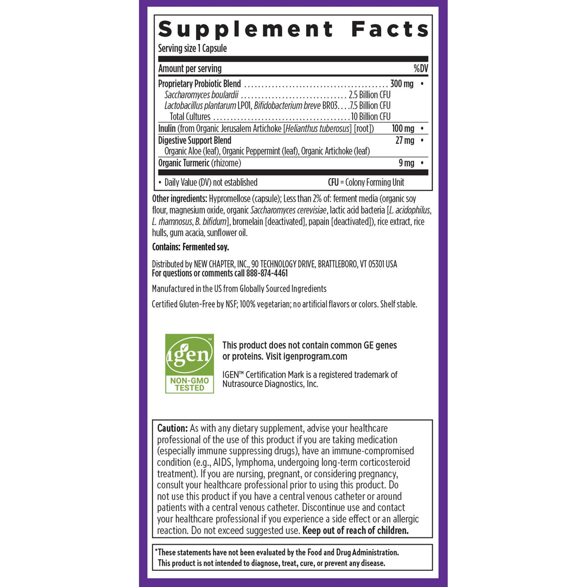 New Chapter All-Flora Complément Alimentaire Probiotique 60 Capsules avec ingrédients
