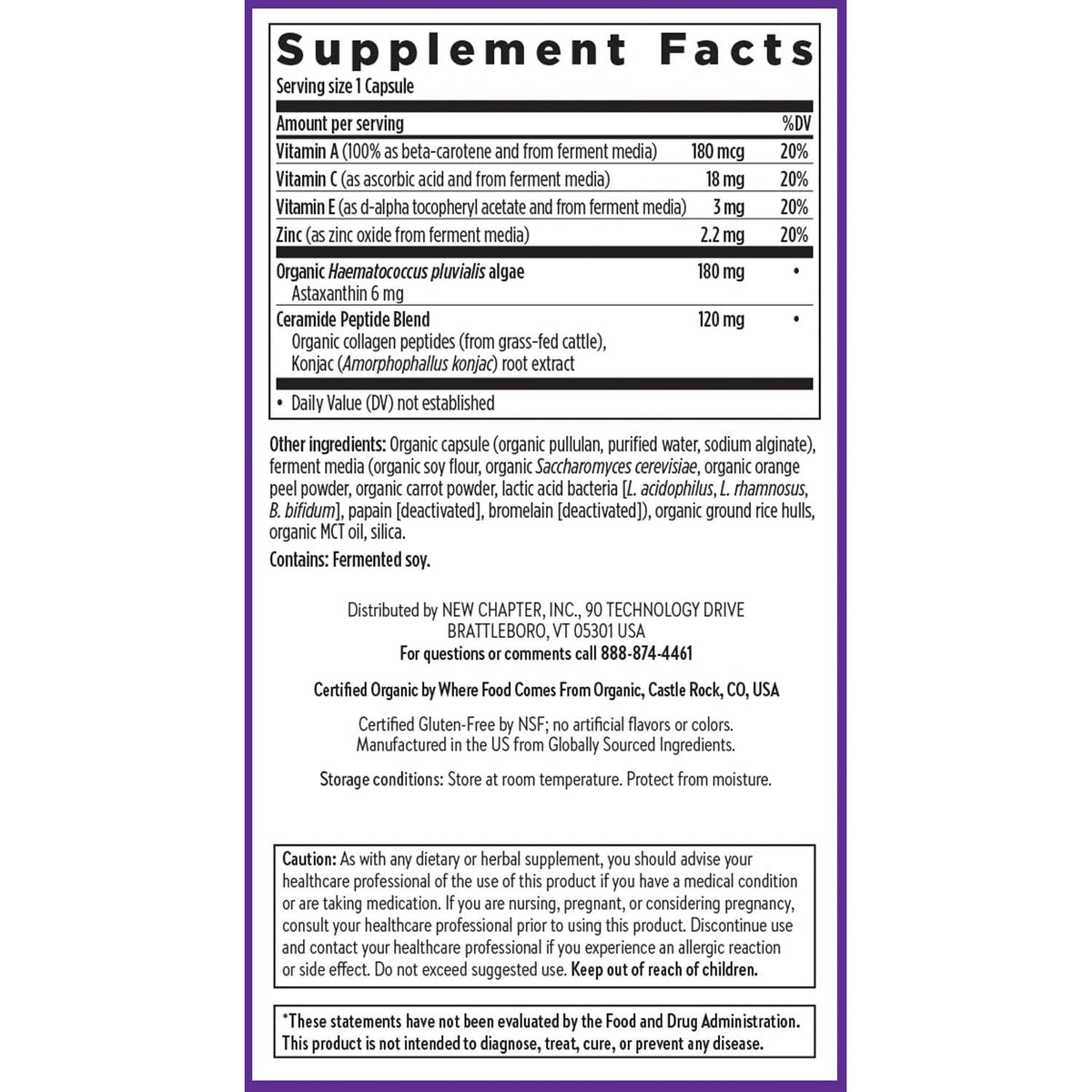 New Chapter Complément Alimentaire Renouvellement de Peau 30 Capsules détails des capsules