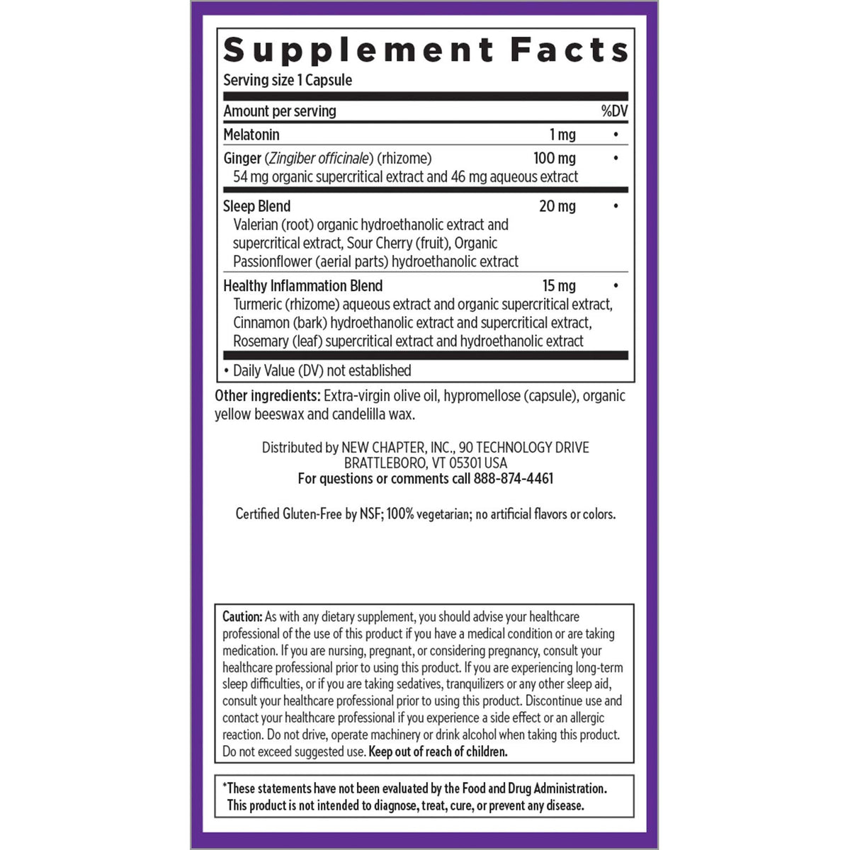 New Chapter Complément Alimentaire Sommeil 30 Capsules - étiquette