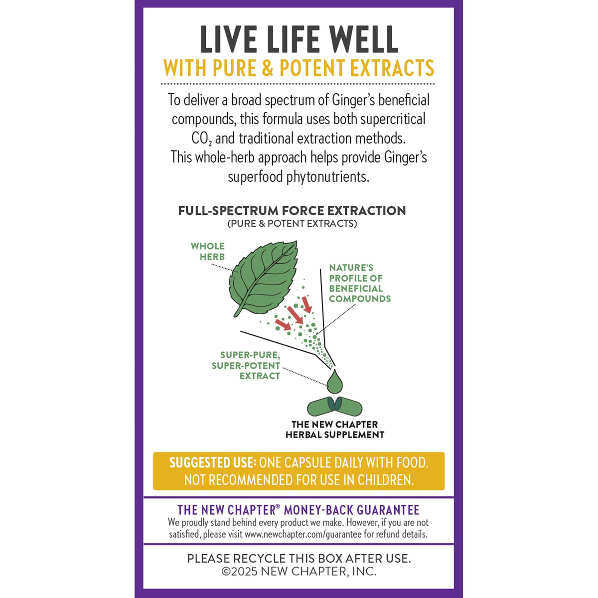 New Chapter Ginger Force emballage avec informations nutritionnelles