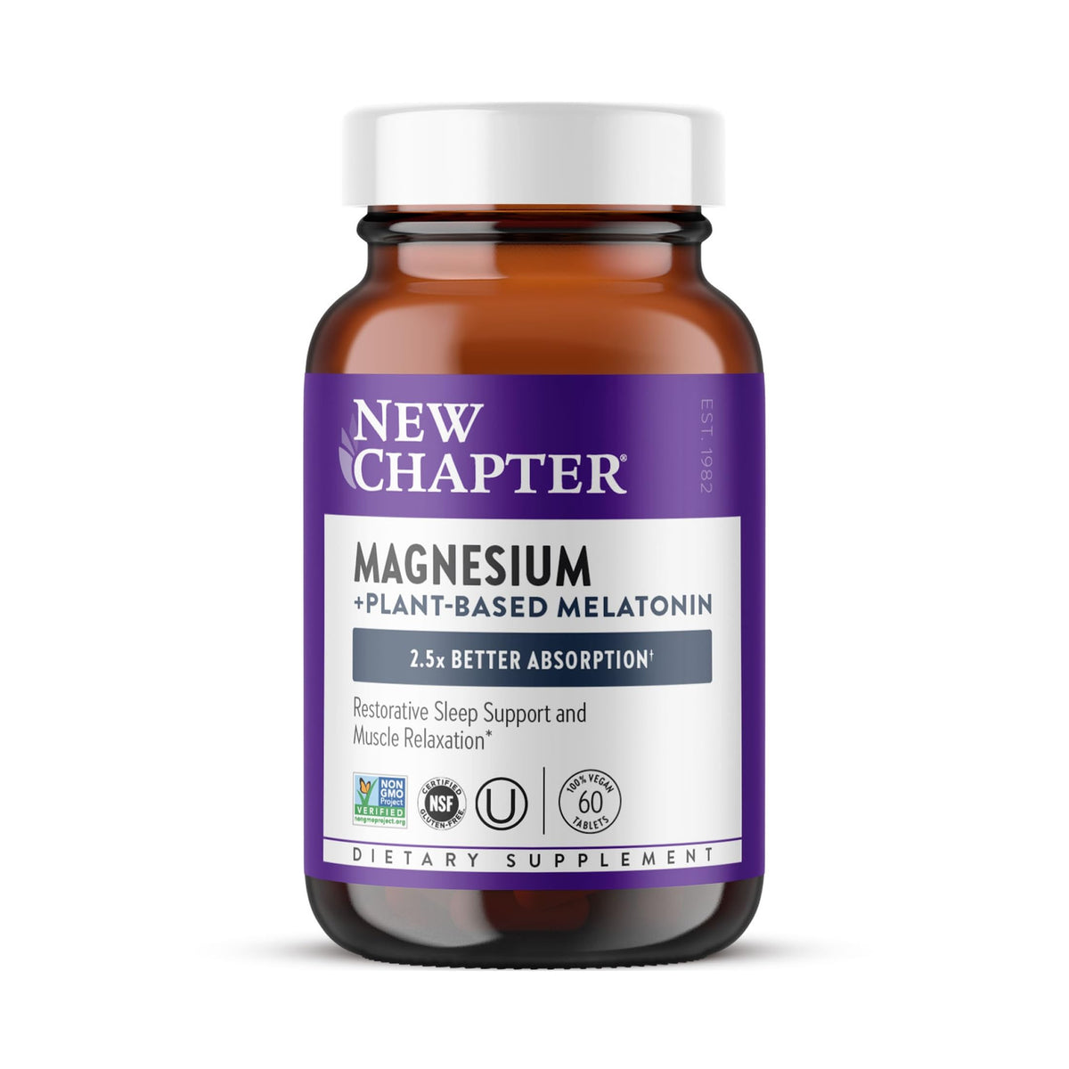 New Chapter Magnésium + Mélatonine 60 comprimés vue avant