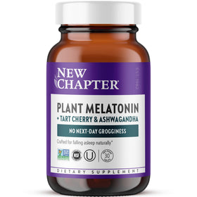 New Chapter Mélatonine Végétale 2mg devant une boîte en verre ambre