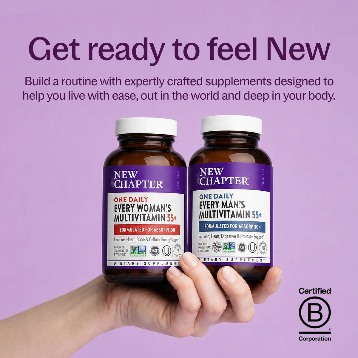 New Chapter Multivitamine Femme 55+ avec des légumes biologiques