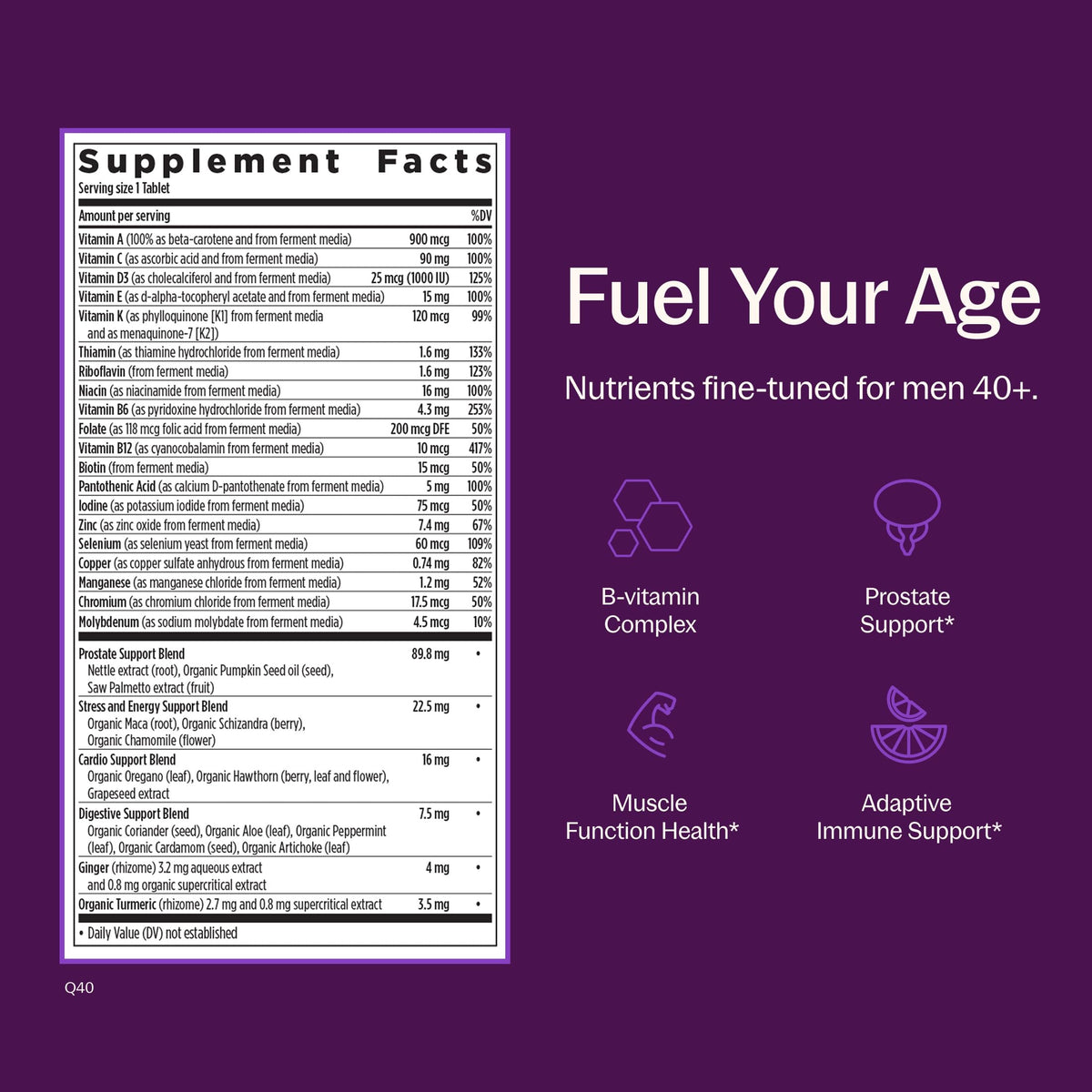New Chapter Multivitamine Homme 40+ 48 comprimés - étiquette des ingrédients