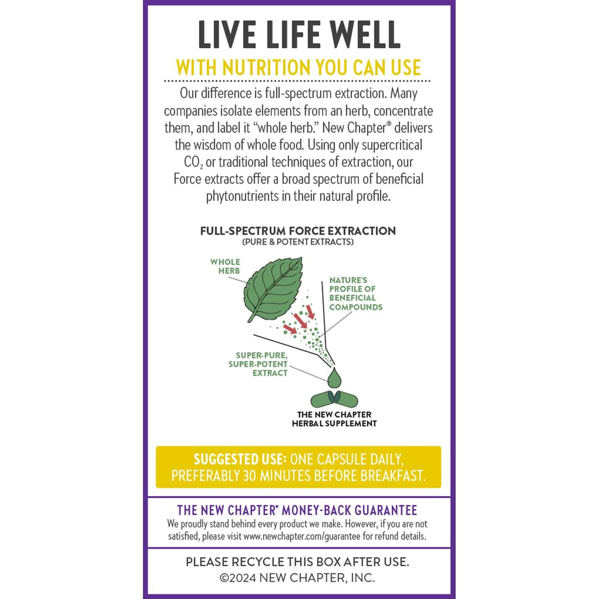 New Chapter Rhodiola Force 300 mg, étiquette du produit avec informations nutritionnelles