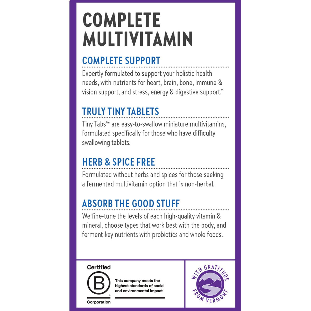 New Chapter Tiny Tabs Multivitamin sur un comptoir de cuisine
