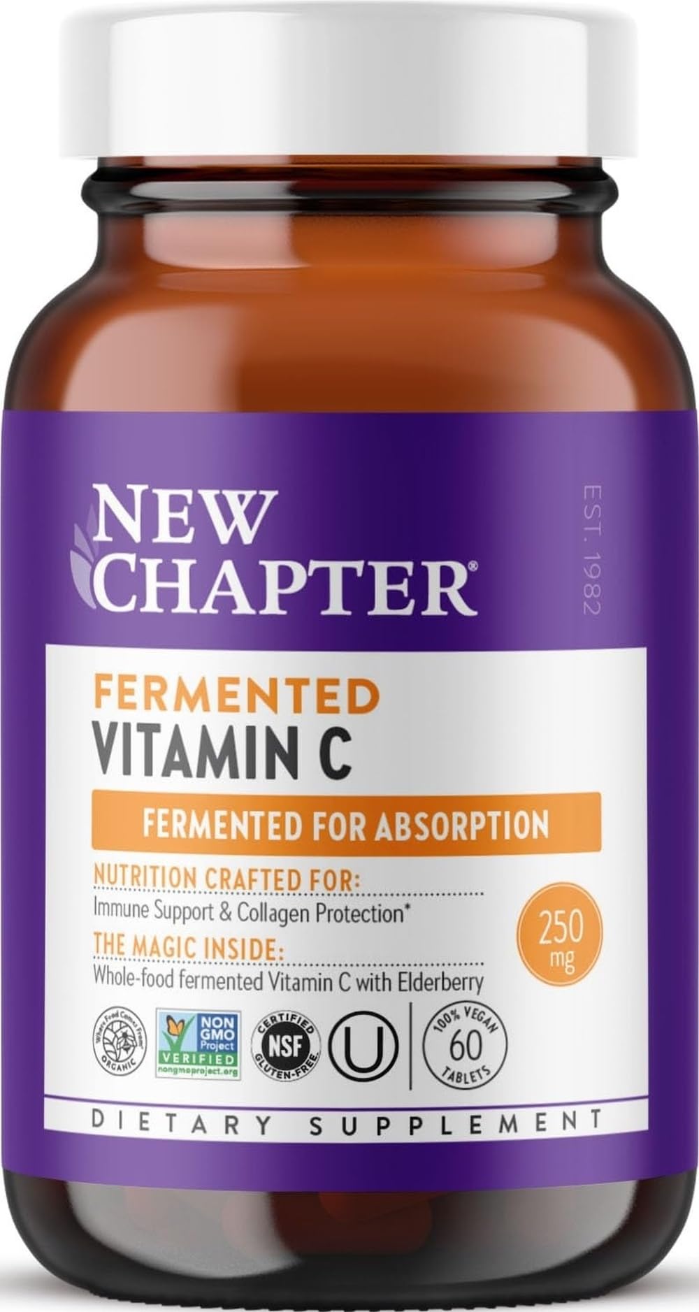 New Chapter Vitamine C Fermentée 60 comprimés, vue de face