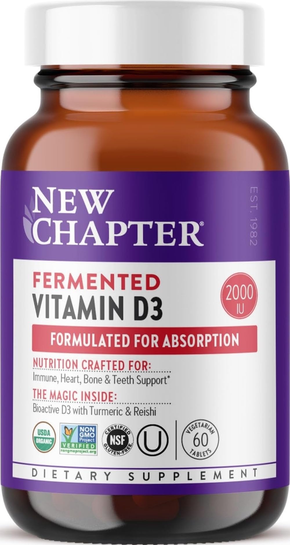 New Chapter Vitamine D3 2000 UI 60 comprimés, vue de face