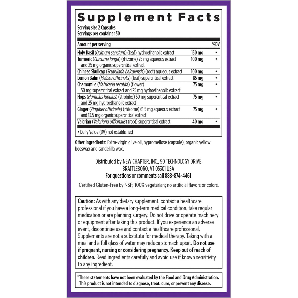 New Chapter Zyflamend Complément Alimentaire Sommeil 60 Capsules avec ingrédients