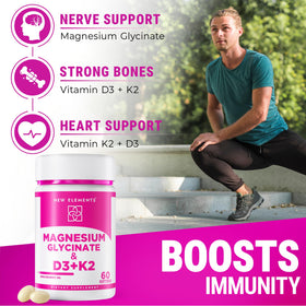 New Elements Magnésium Glycinate 500mg capsules sur une table