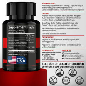 New Elements Magtein Magnésium L-Thréonate 2000mg étiquette du flacon