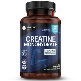 New Leaf Products Créatine Monohydrate 3000mg 180 comprimés vue de face