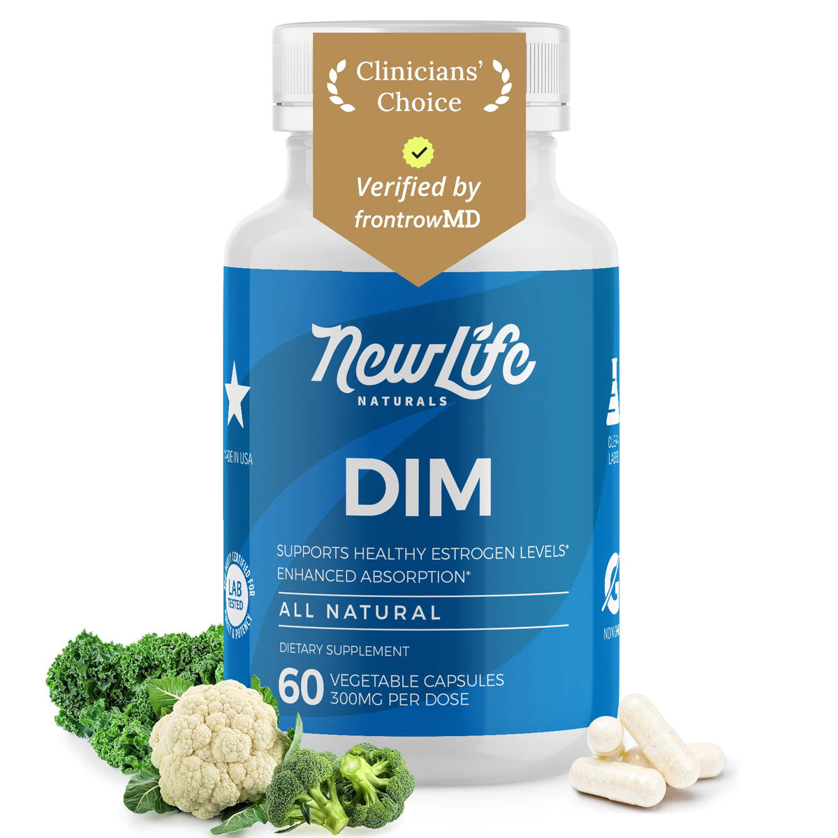 NewLife Naturals Complément Alimentaire DIM 60 capsules vue de face