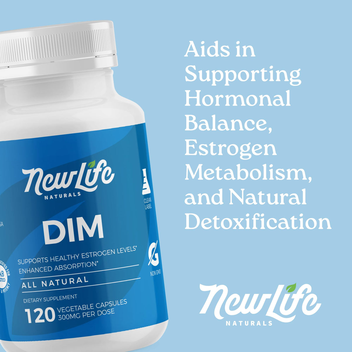 NewLife Naturals Complément Alimentaire DIM ouvert avec capsules visibles
