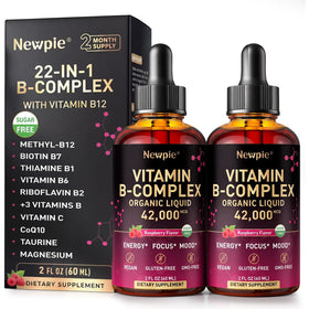 Newpie B Complex liquide flacon avant avec goutteur en verre