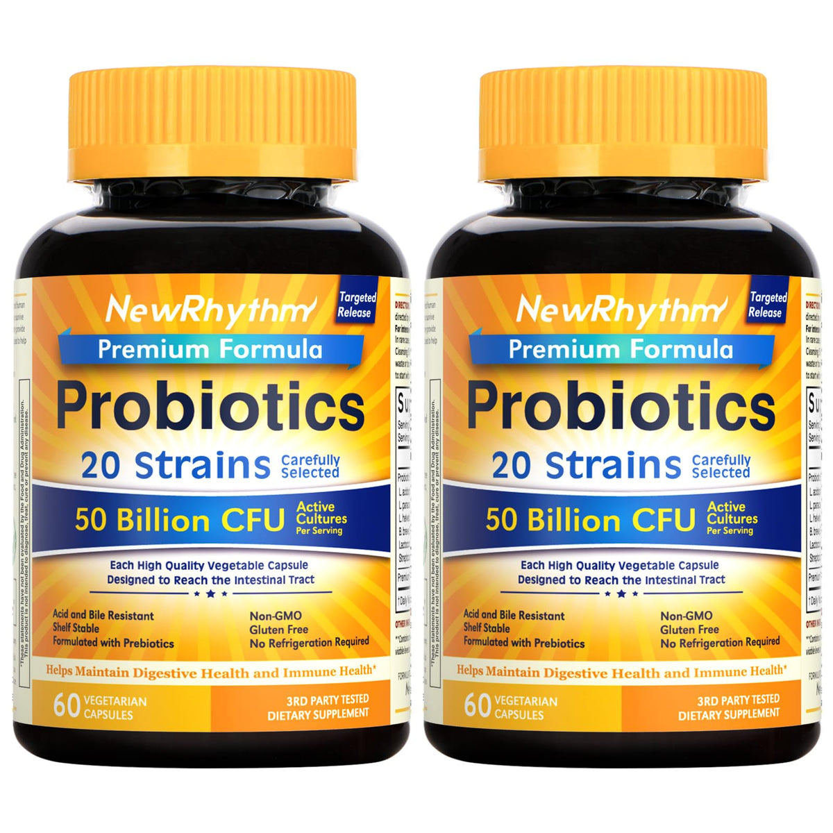 NewRhythm Probiotiques 50 Milliards CFU 120 Capsules Végétales vue de face