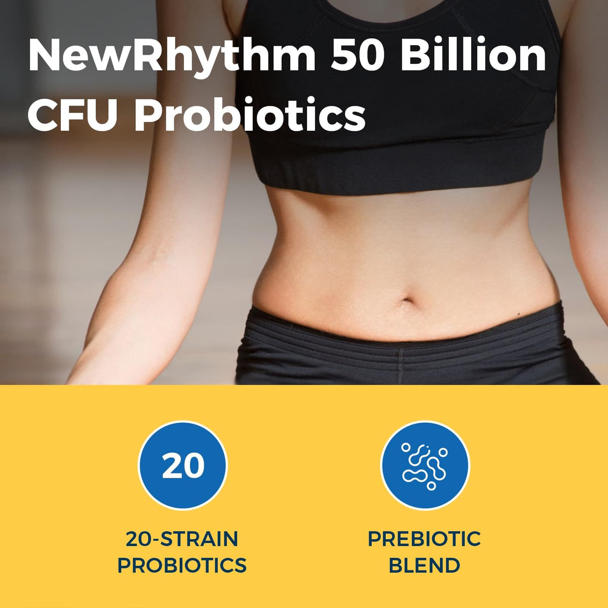 NewRhythm Probiotiques 50 Milliards CFU capsules ouvertes montrant le contenu