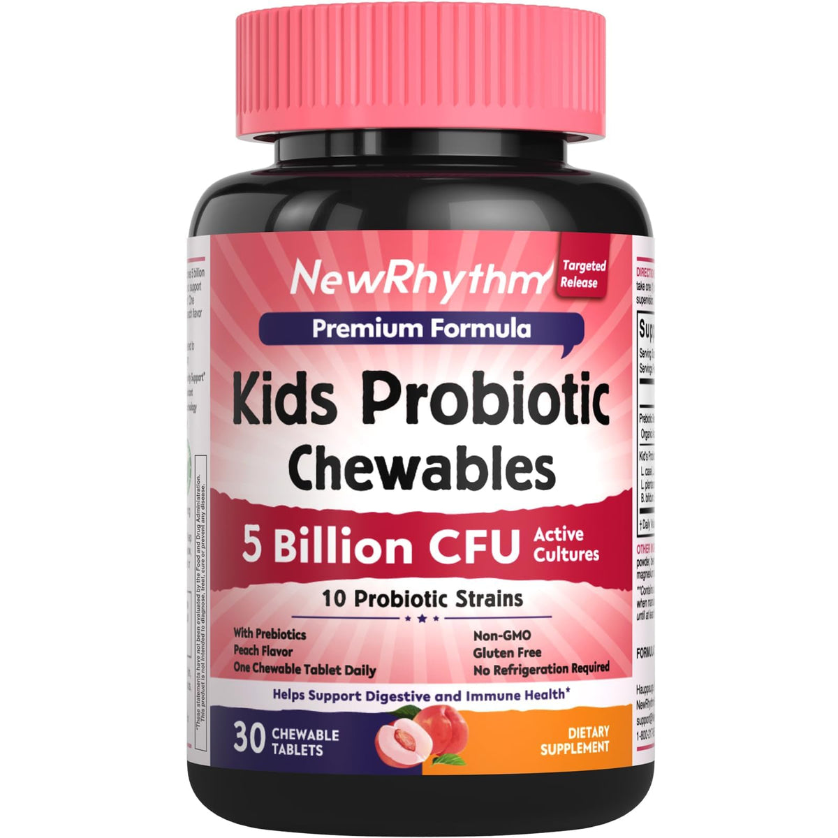 NewRhythm Probiotiques à Croquer pour Enfants 30 Comprimés, vue de face