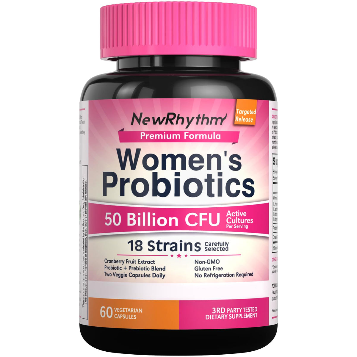 NewRhythm Probiotiques Femmes 50 Milliards CFU 60 Capsules Végétales vue de face