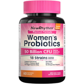 NewRhythm Probiotiques Femmes 50 Milliards CFU 60 Capsules Végétales vue de face