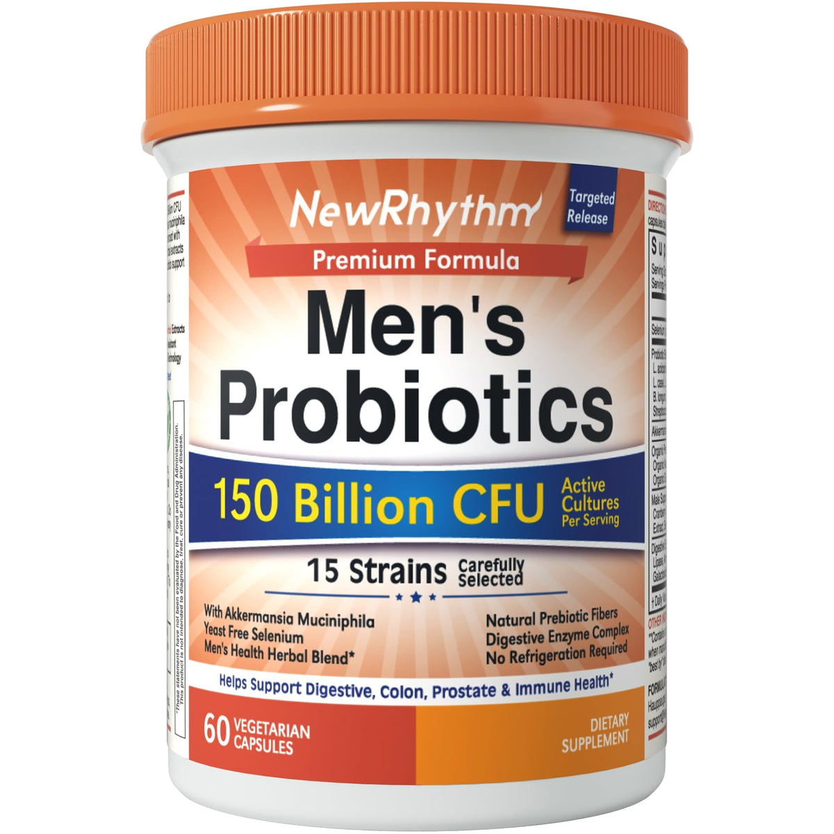 NewRhythm Probiotiques pour Hommes 60 capsules végétales vue avant