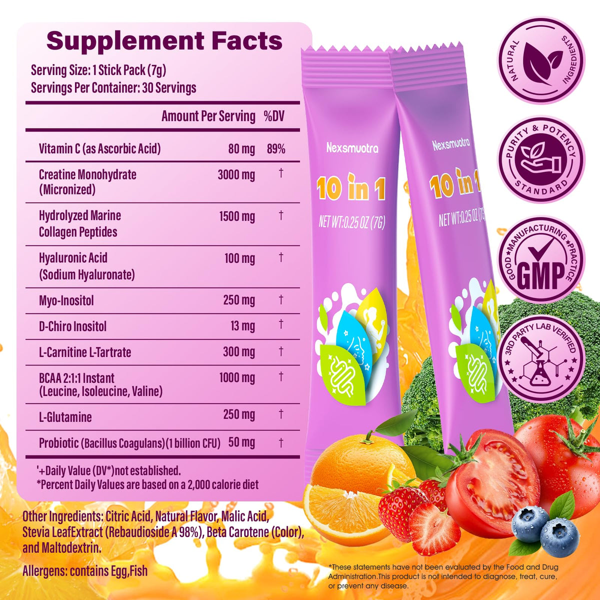 Nexsmuotra créatine pour femmes avec fruits