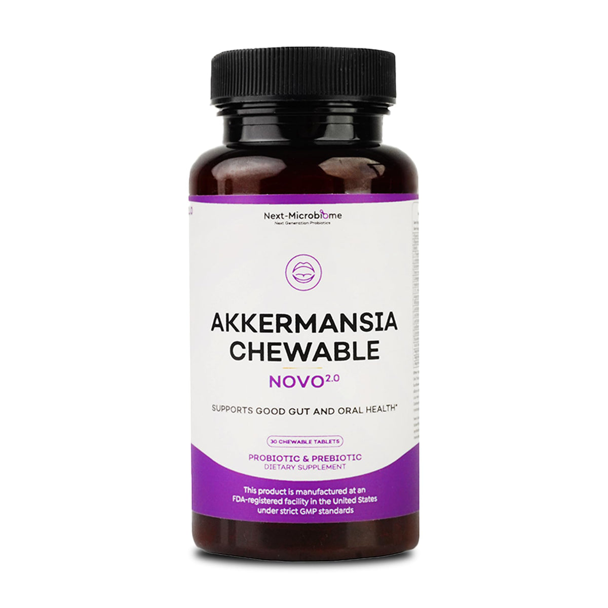 NEXT-MICROBIOME Complément Alimentaire Probiotique Akkermansia 30 comprimés mâchables