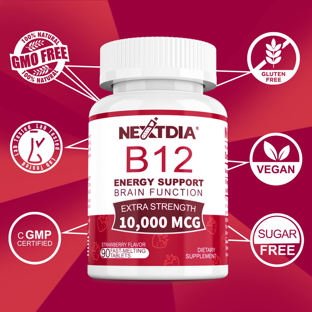 Nextdia B12 10 000 mcg avec des ingrédients naturels