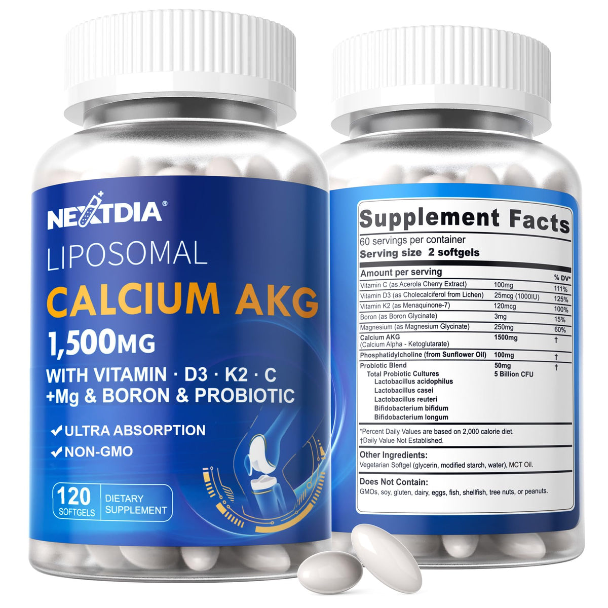 Nextdia Complément Alimentaire Calcium AKG 1500mg boîte avant