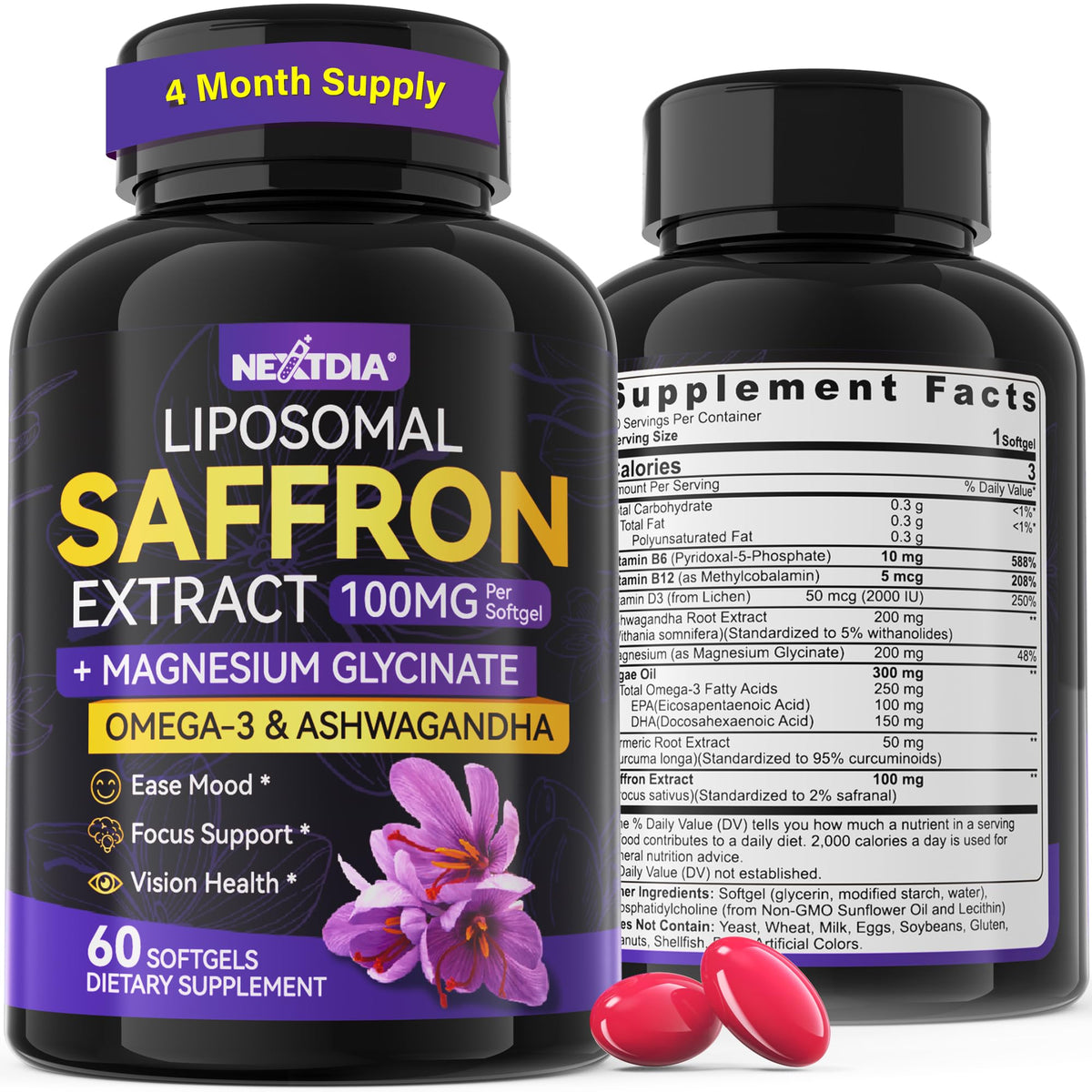 Nextdia Complément Saffron 100 mg gélule vue de face