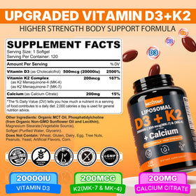 Nextdia D3 20 000 UI gélules de vitamine D3 et K2, vue latérale