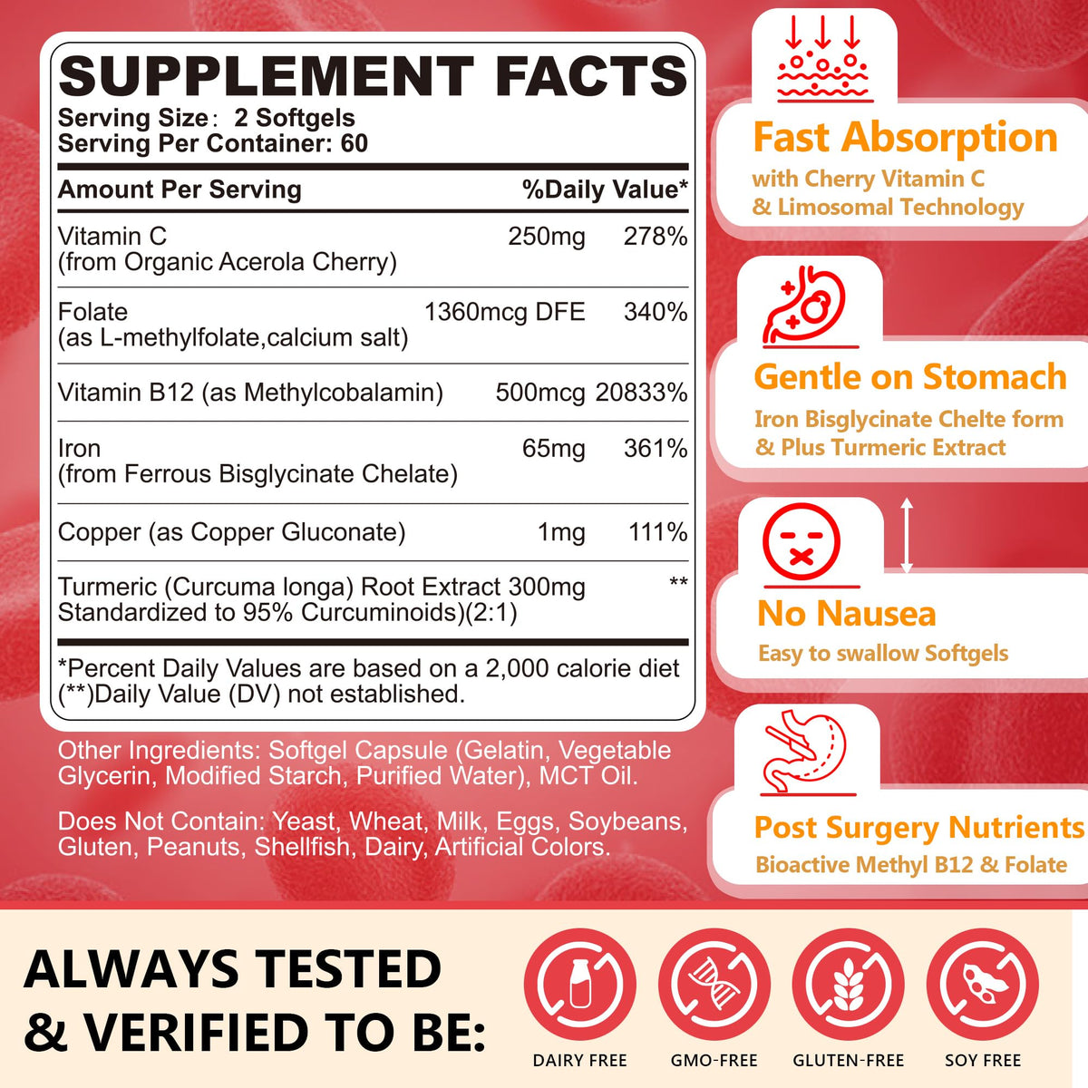 Nextdia Fer Bisglycinate 65mg gélules bouteille ouverte