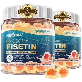 Nextdia gommes liquides Fisetin 200mg et Resveratrol 500mg, vue de face