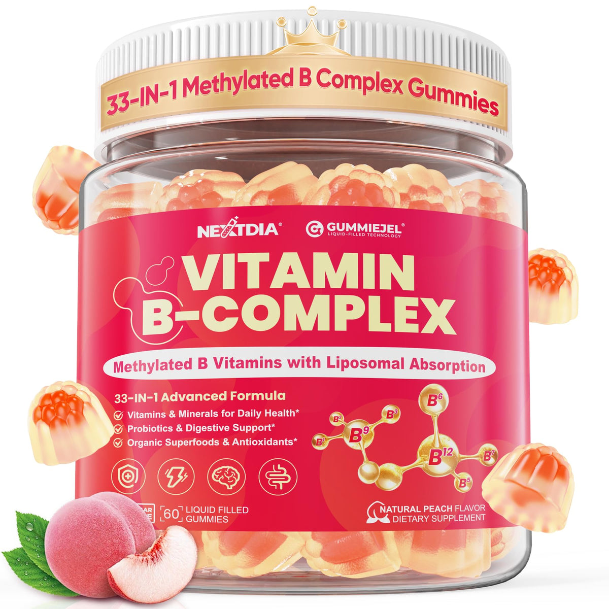 Nextdia Gummies B-Complex Methylé 2000 mcg B12 boîte avant