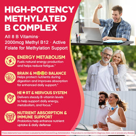 Nextdia Gummies B-Complex Methylé 2000 mcg B12 ingrédients sur l'emballage
