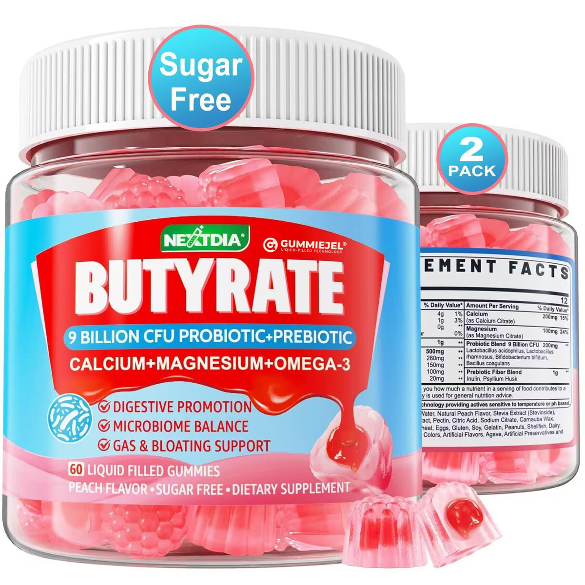 Nextdia Gummies Butyrate 500mg boîte de 522g vue avant