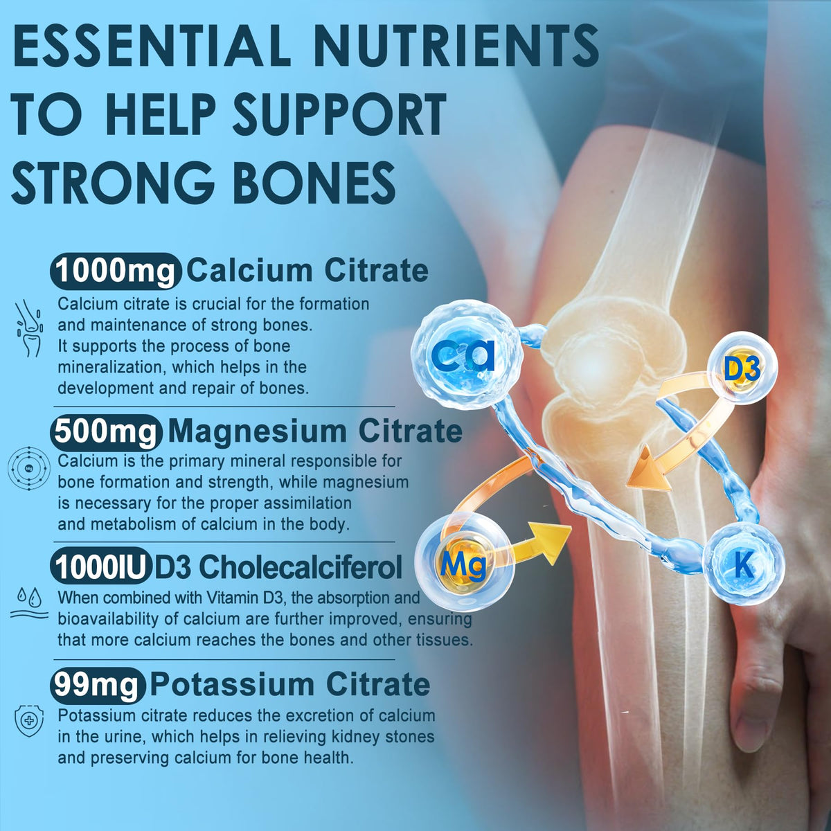 Nextdia Gummies Calcium Citrate 120 pièces avec une main tenant un gummy