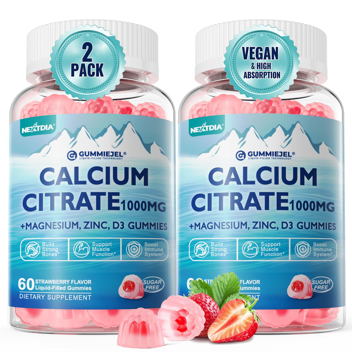 Nextdia Gummies Calcium Citrate 120 pièces packaging avant