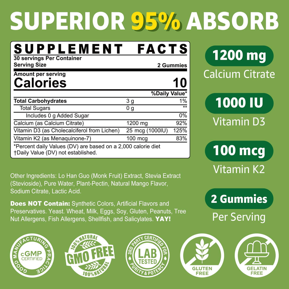 Nextdia Gummies Calcium Citrate 1200mg D3 K2 gummies on a table