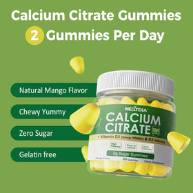 Nextdia Gummies Calcium Citrate 1200mg D3 K2 gummies with mango flavor