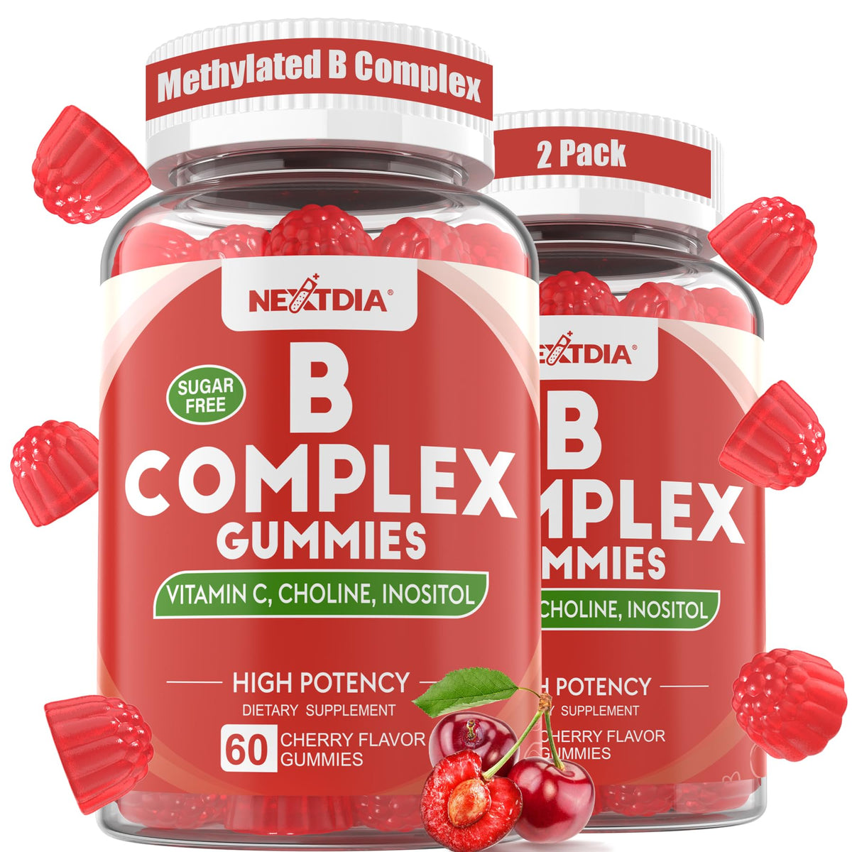 Nextdia Gummies Complexe de Vitamines B Methylé 120 unités, vue de face