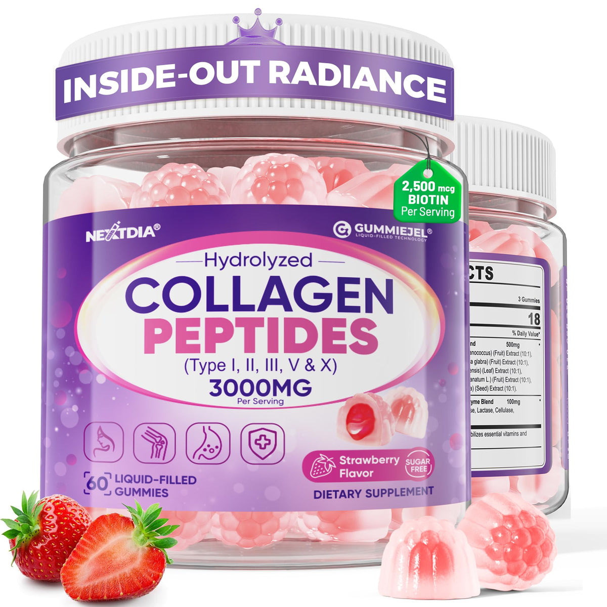 Nextdia Gummies de Collagène 60 comprimés en pot