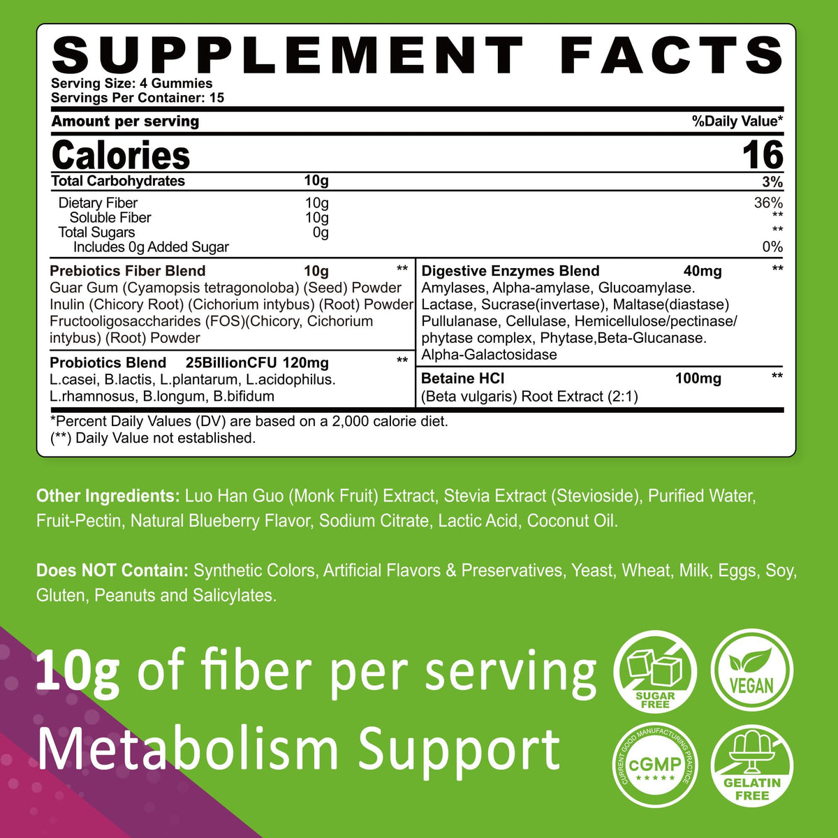 Nextdia Gummies de Fibres 10g, vue latérale